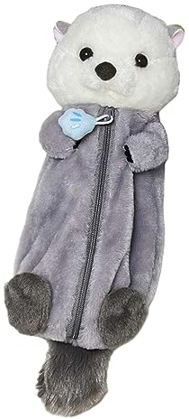 Folpus Plüsch-Seeotter-Federmäppchen, Kosmetiktasche, weiche Geldbörse, Schulbedarf, Schreibwaren-Organizer, Stifttasche, Plüschtier-Briefpapiertasche für