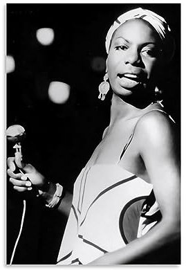 ENILSA Nina Simone Singer Poster Dekorative Malerei Leinwand Wandkunst Wohnzimmer Poster Schlafzimmer Malerei 08x12inch(20x30cm)