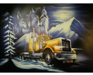 PSYWORK Schwarzlicht Poster | Ghost Truck | 64x90cm | ungerahmt | Kunstdruck | Fantasy | Wandbild | Wandposter | Auto