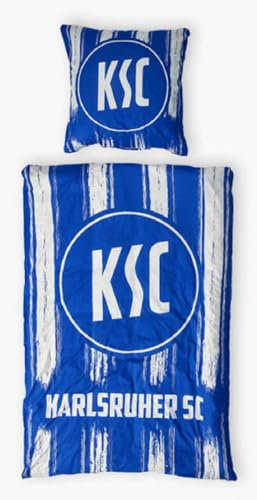 Karlsruher SC Bettwäsche - Streifen - blau-weiß 2-teilig im Jutebeutel KSC