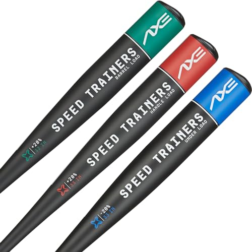 Axe Speed-Trainer, beschwertes Baseballschlägersystem, angetrieben durch Driveline Baseball, ausgestellter Griff, 81,3 cm, 3 Stück