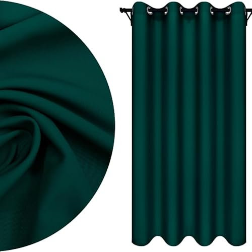 Voppi Fertigvorhang Glatt 140 x 240 cm grüner Vorhang mit Ösen 100% Polyester eleganter klassischer Vorhang für Zuhause Wohn- und Schlafzimmer