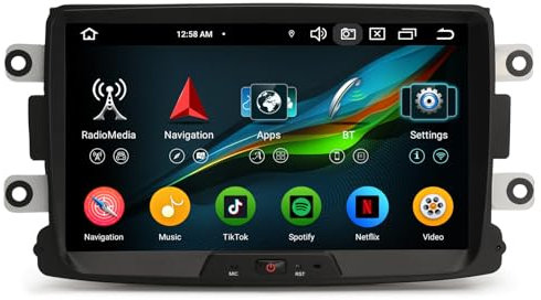 GONFEN 8-Kern Android 14 DAB+ Autoradio 8 Zoll Für Dacia Sandero Logan Lodgy Duster Dokker mit Navigation GPS 4GB+64GB Unterstützt Wireless CarPlay Android Auto Bluetooth WiFi 4G DSP CANBus USB Kamera