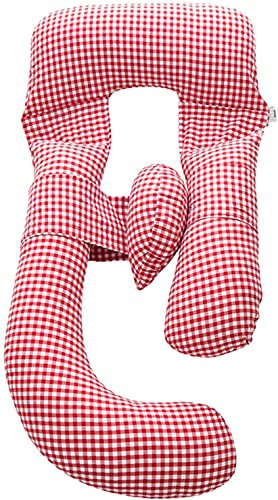 Stillkissen, Schwangerschaftskissen zum Schlafen, Schwangerschaftskissen, U-förmiges Ganzkörperkissen für Schwangere und zum Schlafen, für Seitenschläfer und zur Rückenstütze (Farbe: Red Mig