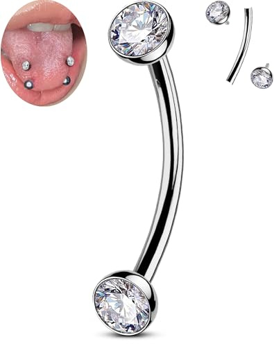 OUFER Body Piercing 14G Bauchnabelpiercing Titan Belly Bars 10/12/14/16mm Curved Barbell Internally Navel Bars Clear Belly Button Bars Navel Piercing Jewellery Belly Button Piercings Belly Button Ring