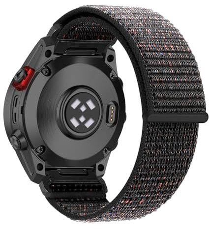 RanBluu QuickFit 22mm Nylon Cinturino per Garmin fēnix 8 47mm/fēnix E/Fenix 7/7 Pro/Fenix 6/6 Pro/6 Pro GPS/Fenix 5/5 Plus, Cinturini Sportivi di Ricambio per Garmin Epix 2, Nero & Rosso