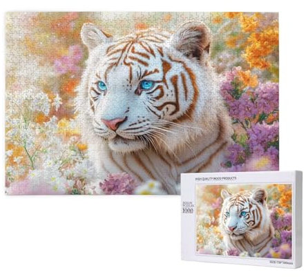 Blume Puzzle 1500 Teile Erwachsene, 5D DIY Tiger Puzzle Design für Erwachsene und Kinder ab 5 Jahren, HD Farbe Puzzel mit Geschenkbox Verpackung for Zimmer Deko Wohnzimmer, Geschenke für Frauen -2970