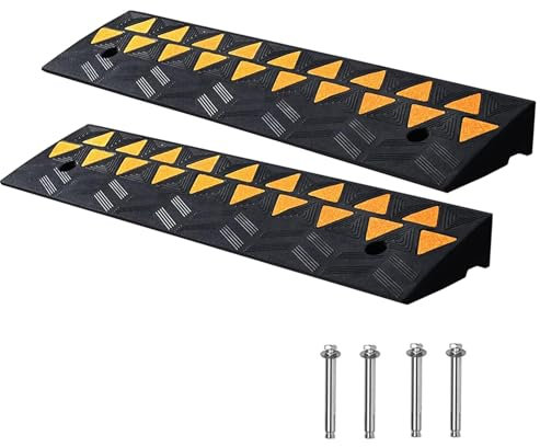 GOUZIBHD Rollstuhlrampe,Bordsteinrampe,Autorampe,Tragbare Rampe,Eingangsrampe,Robuste Laderampe mit Rutschfester Oberfläche für Rollstühle,Heimstufen,Garage,Eingangsbereich,Treppen 2Stk