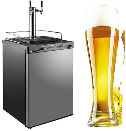LBMED Double-head Beer Machine, 170L Commercial Draft Beer Machine Mini Refrigerator with Adjustable Flow Control, Temperature Range: -5~25°C, for Home, Bar or Barbecue, Restaurant
