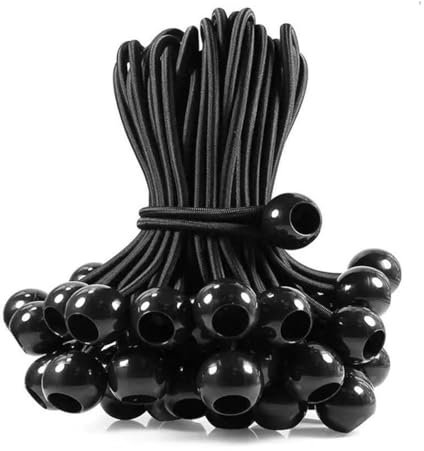 OUDQFCJ 20 pièces Tendeurs élastiques avec Boule, de bâche, Sandow élastique, Corde élastique, Boucles Extensibles, Boule en Plastique pour bâches, tentes et tarps, elastique, bache (15 cm) (Noir)
