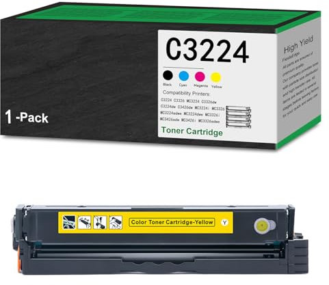 CMADJT C3224 C3326 Tonerkartuschen mit hoher Reichweite, 4er-Pack C3210K0 C3210C0 C3210M0 C3210Y0 Tonerersatz für Lexmark C3224 C3326 C3426 MC3224 MC3326 MC3426-Serie Drucker,Y-1500 Pages