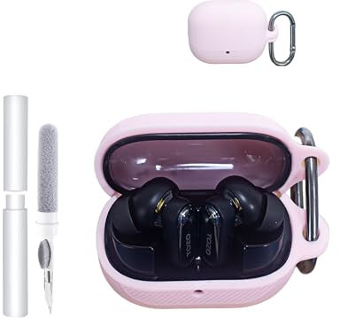 Silicone Protective Case for TOZO Crystal Pods Earbuds - Durable and Eco-Friendly Bluetooth Earphone Cover with Precise Holes - Shock-proof, Comfortable Touch,Pink