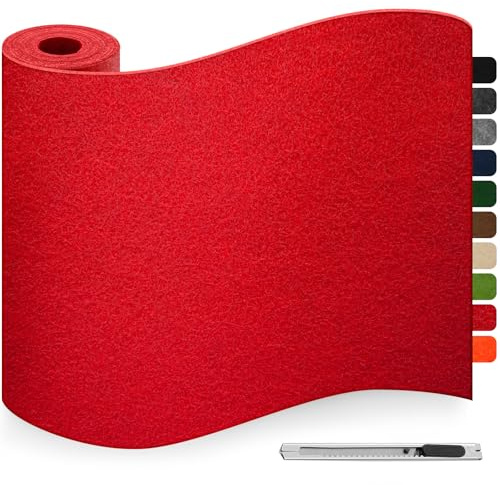 Feutrine Autocollante Rouge, Patins pour Meubles, Patin Chaise, 40x200cm 3mm d'épaisseur Feutre Auto-adhésifs, Antiderapant Feutrine Tampon Chaise pour Meuble, Cadre, Voiture, DIY