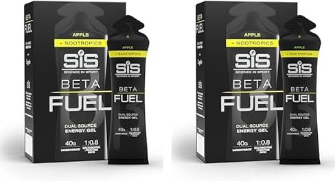 Science in Sport BETA Fuel + Nootropica Gel 6 x 60ml Apfel - Energiereiches Kohlenhydrate Gel mit 40g Kohlenhydrate, Energy Gel für Ausdauersportler (Packung mit 2)
