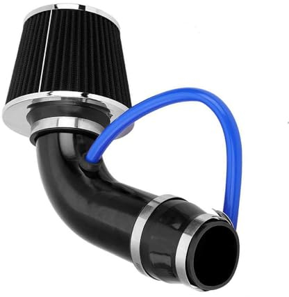 Crozgan Universal Car Cold Air Intake Filter Induction Kit 76mm Cold Air Intake Filter Aluminum Induction Hose Pipe Kit(Black)