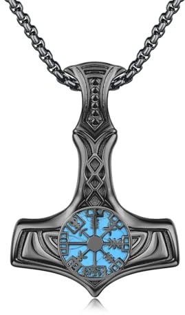 REDSUN Wikinger Pfeil Thors Hammer Kette 925 Sterling Silber ViKing Kreuz Hammer Kreuz Anhänger Keltisches Anhänger Amulett Schmuck für Herren Sohn Jungen Damen Männer Unisex