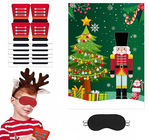 Generisch Ensemble de vêtements Casse-Noisette - Jeu interactif de fête de Noël - Activité Pin The pour réunion de famille - Décoration de vacances et accessoire d'anniversaire du Nouvel An