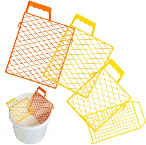Sliner 4 Pcs Plastic Paint Roller Grid for Paint Trays 1/2/5 Gallon Buckets Yellow Sturdy Strainer Fit Gallon Container Painting Tool Multiple Size Options Home Professional Use