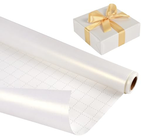 Geschenkpapier Weiß Rolle 43cm x 10m, Geschenkpapier Einfarbig | Recycelbares Kraftpapier für Geburtstag, Hochzeit, Weihnachten, Party, Festival, Geschenkdekorationen