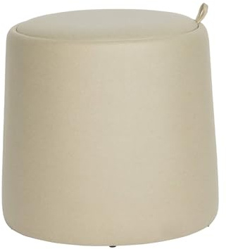 Rebecca Mobili Sitzhocker mit Stauraum, Runder Pouf, Beige Kunstleder, Moderner Stil – Maße HxBxT: 42 x 45 x 45 cm – Art. RE7238