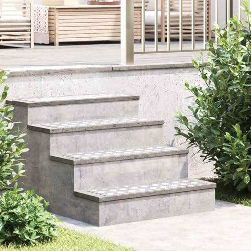 mzdioop Juego de 4 peldaños de aluminio plateados, 70 x 20 cm, chapa estriada, diseño para interior y exterior, seguridad, antideslizante, protección para escaleras de madera, escaleras de caracol y
