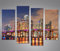 islandburner Bild Bilder auf Leinwand Miami V3 Florida Beach Skyline 4er XXL Poster Leinwandbild Wandbild Dekoartikel Wohnzimmer Marke
