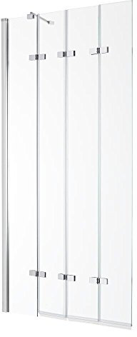 Milano Portland 1400mm x 800mm Chrome Shower Bath Folding Glass Screen
