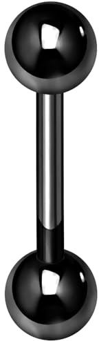 Schwarz eloxiert 14 Gauge Grade 23 Solild Titan geraden Langhantel mit Kugelstange Zunge Piercing