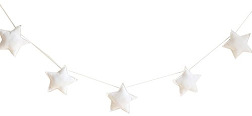 Homeofying Deko-Banner, nordische Sterne, zum Aufhängen in Kinderzimmer, Schlafzimmer oder als Dekoration, 5 Stück, Stoff, weiß