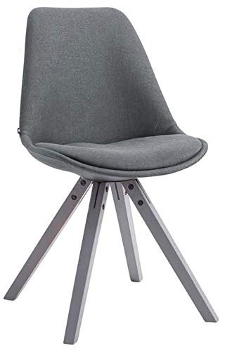 CLP Retro-Stuhl Toulouse Square Mit Stoffbezug Und Hochwertigem Sitzpolster I Lehnstuhl Mit Stabilem Holzgestell I Sitzhöhe 48 cm, Farbe:dunkelgrau, Gestell Farbe:grau