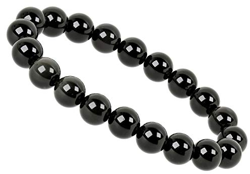 ELEDORO Stretch Armband aus echten Edelsteinen-Perlen 10mm: für Energie und Harmonie (Regenbogen Obsidian)