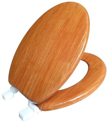 J&V Textiles Elongated Toilet Seat with Easy Clean & Change Hinge (Wooden Grain)