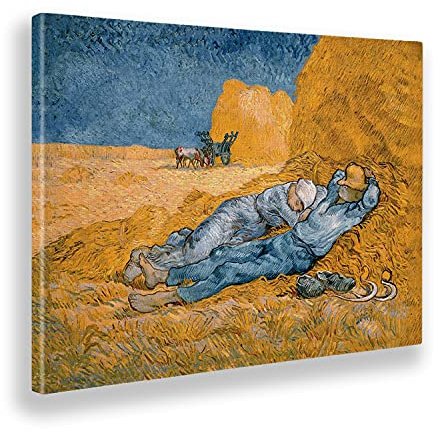 Giallobus - Gemälde - Vincent Van Gogh - Zwölf Uhr - Leinwand mit Standardrahmen - 70x50 - Bereit zum Aufhängen - Moderne Gemälde für zu Hause
