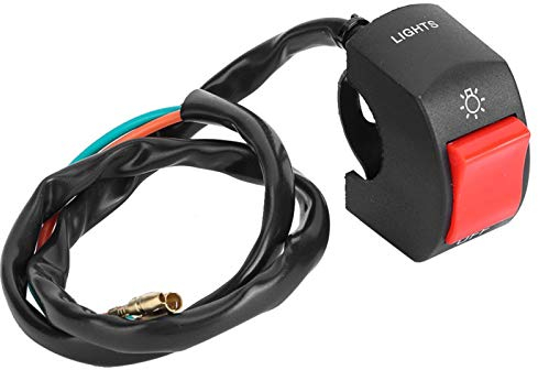 Interruptor Palanca del Manillar Motocicleta, Fydun Interruptor de encendido/apagado de los faros LED de montaje en manillar 7/8 pulgadas de motocicleta con botón (Botón Rojo)