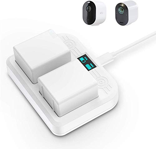 TIUIHU-Akkuladestation Kompatibel mit Arlo Ultra/Arlo Pro 3 Die Neue Arlo Pro3 Floodlight - Dual-Ladestation (2 Anschlüsse) (LED-Anzeige) - Ladegerät für Arlo Batterie-Akkus