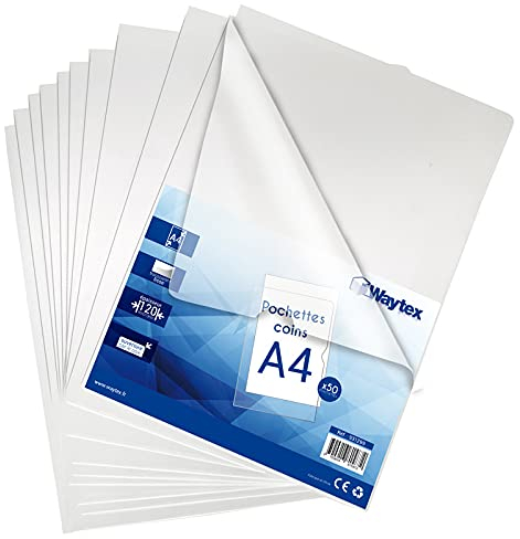 A4 glatte transparente Eckentaschen 120 mic, 50 Stück