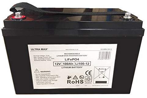 ULTRAMAX SMART BATTERY® 12V 100AH Lithium Iron Phosphate LiFePO4 Battery & Charger