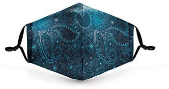 Gesichts Maske Fancy Cover Staubdichter Gesichtsfilter Schützt den Staubschutz vor Staub Wiederverwendbarer Umweltfreundlicher Gesichtsschutz Waschbar Fantastische Designs (Painting) (Blue Leaves)
