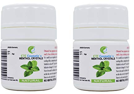 Cristales de Mentol - 50 gr - Efecto refrescante y refrescante, Utilizado como ingrediente en formulación cosmética, accesorios de sauna, infusión de sauna, aceite de menta 100% natural