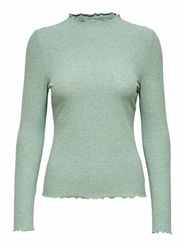 Only Onlemma L/S High Neck Top Noos JRS T-Shirt À Manches Longues, Chinois Green, S Femme