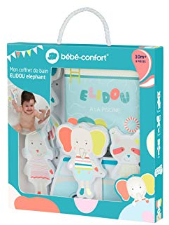 Bebeconfort Juego de juguetes de baño para bebé Elidou el Elefante, Libro y puzzle de baño
