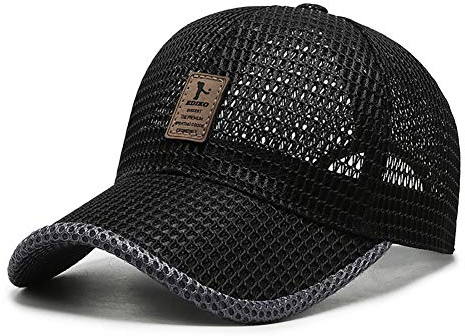 Adantico Unisex Baseball Cap Mesh Kappe für Damen Herren im Sommer (Schwarz)