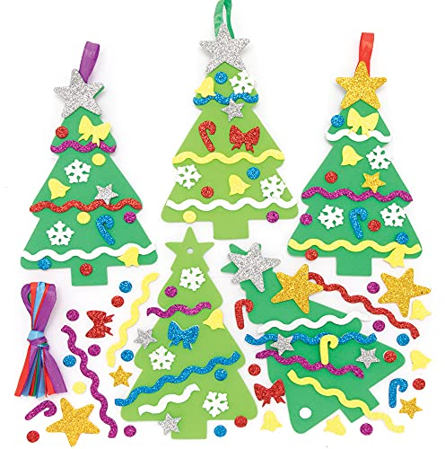 Baker Ross FE880 Weihnachtsbaum Dekoration Bastelsets - Packung mit 8, Weihnachten Dekoration Bastelsets Für Kinder, Kindergeburtstag Basteln, Weihnachtsbastelideen, Weihnachtsbaum, Mittel