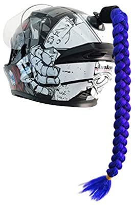 Helm Zöpfe Motorrad Helmzöpfe, Motorradhelm Haar mit Saugnapf Geflochtener Pferdeschwanz Helm Haar Zöpfe Gradient Farbe Haarteile Punk Stil Haarschmuck für Motorrad Fahrrad Roller Helm Haar Zöpfe