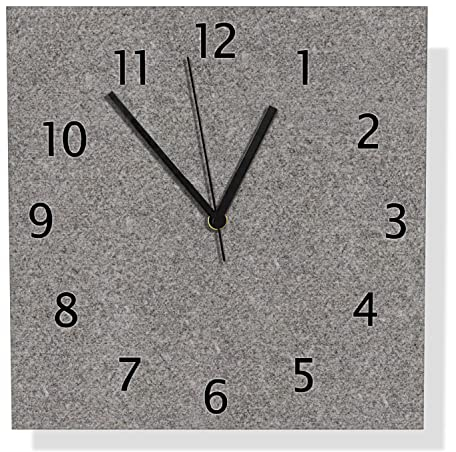 Wallario Design Wanduhr Muster Grauer Marmor Optik -Granit - marmoriert aus Aluverbund, Alu-Uhr Größe 30 x 30 cm, Schwarze Zeiger mit Metalloptik