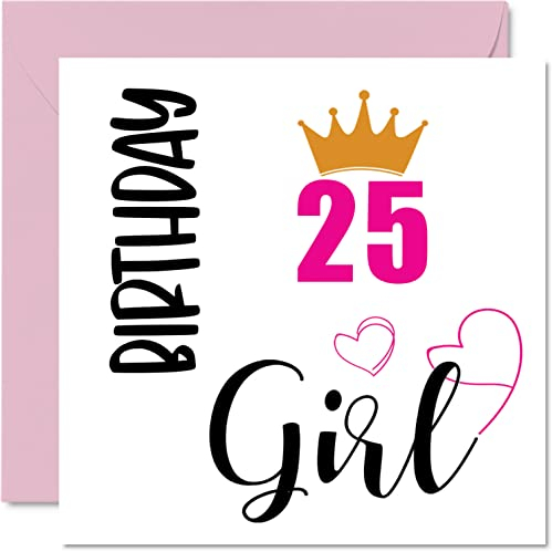 Geburtstagskarte zum 25. Geburtstag für Frauen – Geburtstagskarte für 25 Jahre alte Frau Tochter Schwester Tante Cousin Freund Nichte, 145 mm x 145 mm Twenty-Five Twenty-Fifth Grußkarten Geschenk