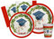 Kit Party Tavola Laurea per 8 persone (44 pezzi: 8 piatti Ø23cm, 8 piatti Ø18cm, 8 bicchieri 200ml, 20 tovaglioli 33x33cm) in carta compostabile eco-friendly