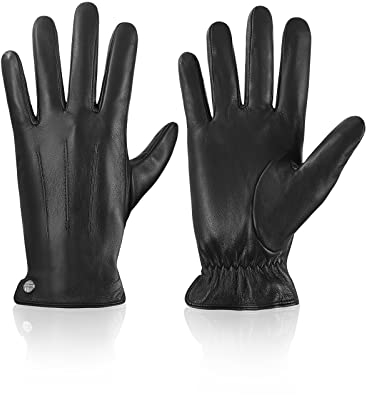 vislivin Winter Handschuhe Herren Leder Handschuhe Vollhand Touchscreen Lederhandschuhe Wärme Leather Gloves Schwarz XL
