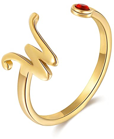 lorajewel Personalisierte Ringe für Damen und Männer Rostfreier Stahl Verstellbare Ringe Personalisierte Ringe mit Namen, Monogramm und Geburtsstein Silber, Gold, Roségold Valentinstag Ringe
