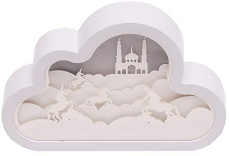 CIM 3D Papercut Lightbox – CLOUD Fantasy – Maße: 20x4x13cm – Fantasie Shadowbox Wohnaccessoire - Schnitzlampe aus Papier – kreatives Nachtlicht – einzigartige Dekoration für Fensterbänke und Regale